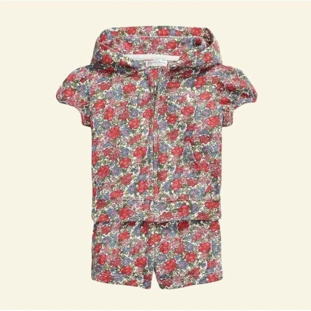 Polo Ralph‎ Lauren Girls Set Zip Hoodie and Shorts Sz 18M